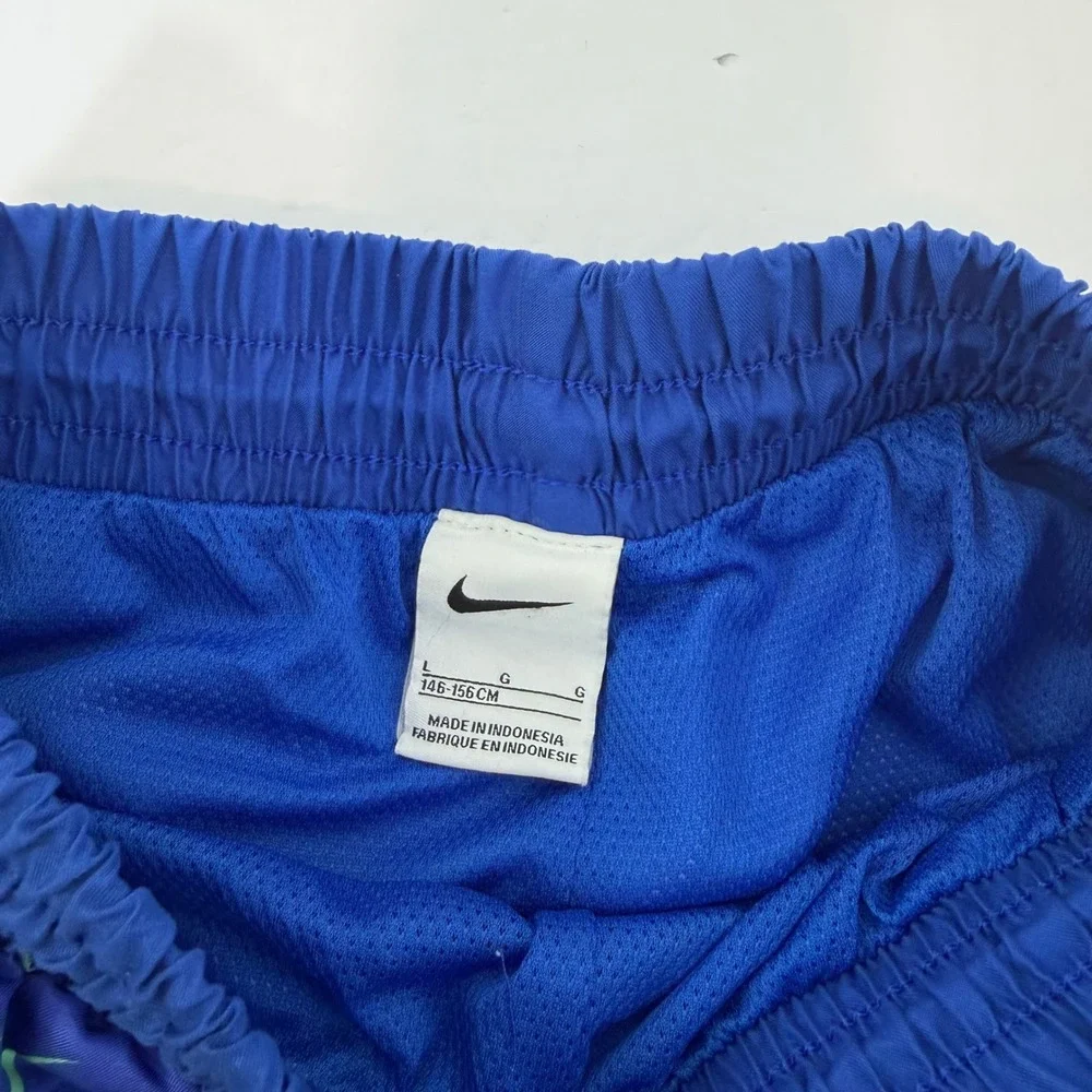 Nike Swim Trunks Boys Large Blue Pixel Swoosh Graphic Cargo Pocket Board Shorts